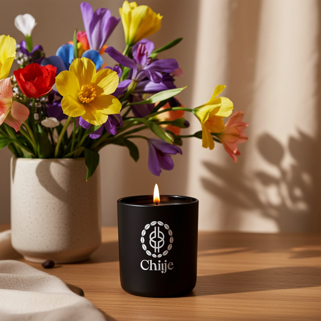 Chiije Fire signature candle in a black vessel