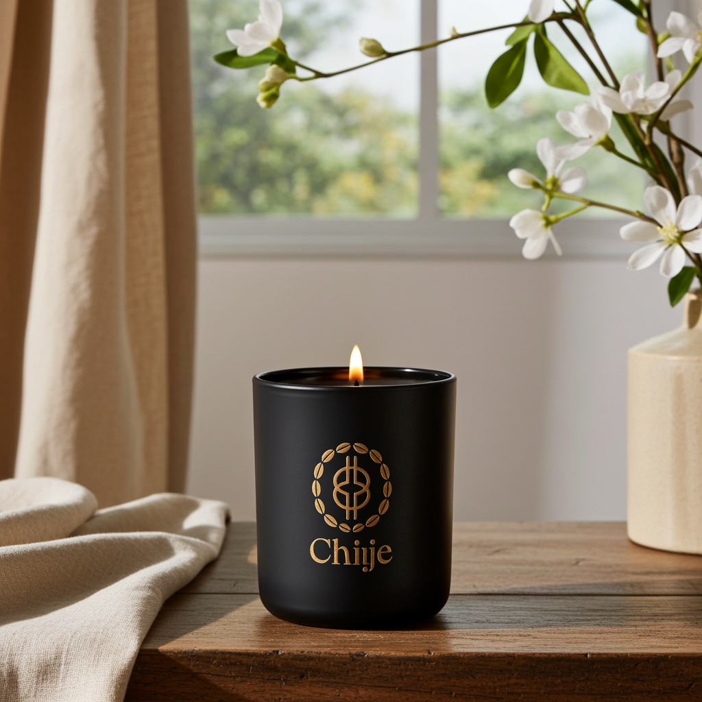 Chiije Cedar & Pine signature candle in a black vessel