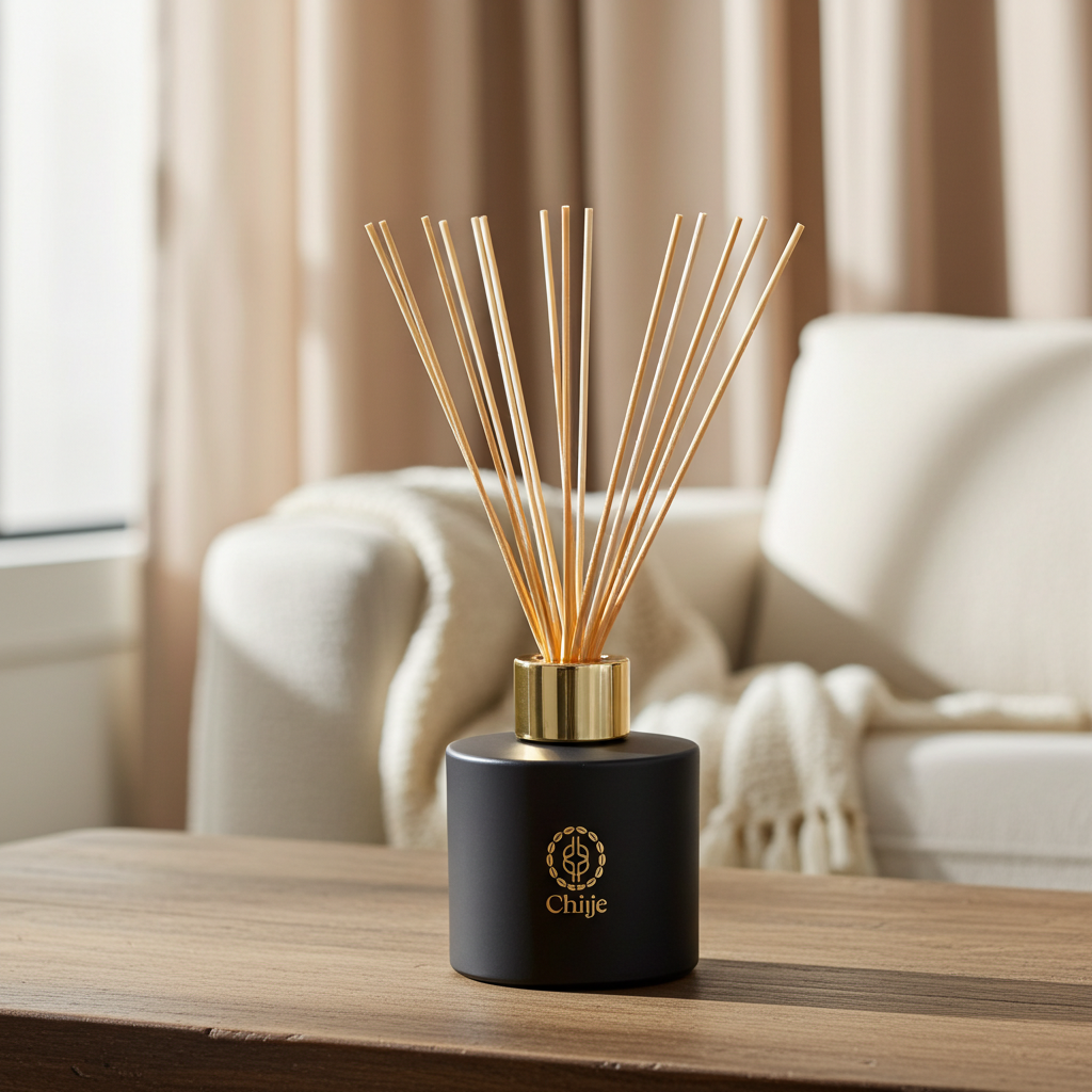 Chiije Devotion reed diffuser styled in a calm home setting