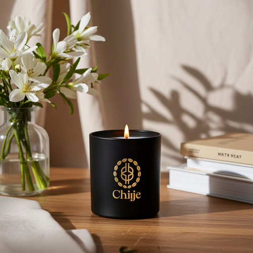 Chiije Scandalwood signature candle in a black vessel