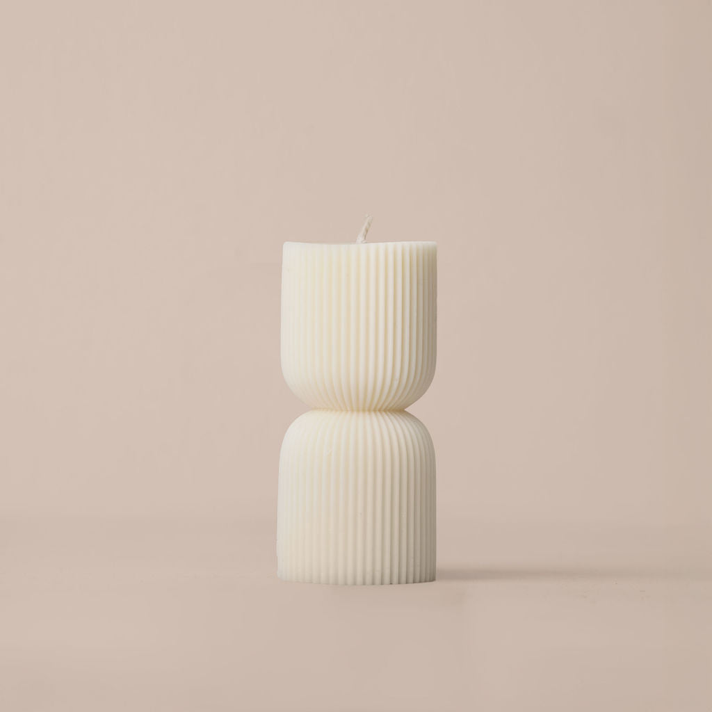 Nordic Hourglass 011 sculpted candle handcrafted in natural wax.
