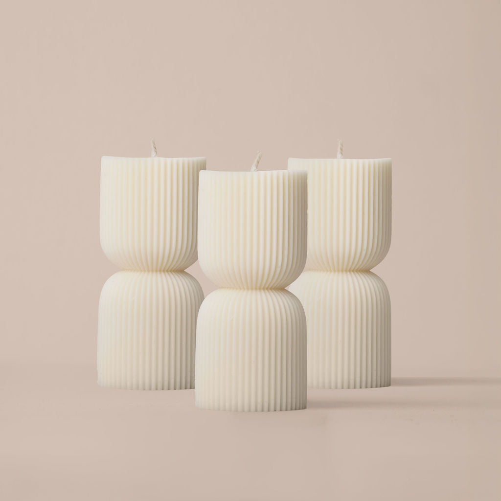 3 Hourglass-shaped, scented candles from Chiije’s Sculpted Collection